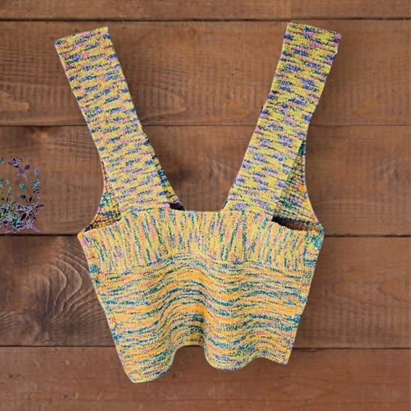 Urban Outfitters psychedelic "Sugar" Cropped V-neck Vest Knit Top - Picture 4 of 15